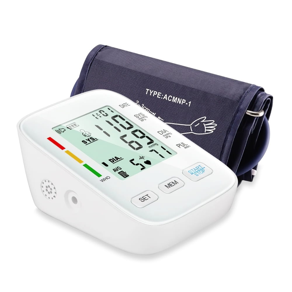 Tensiomètre bras entièrement automatique avec écran digital / Brassard confortable et fonction mémoire / Mesure de la tension artérielle et du rythme cardiaque