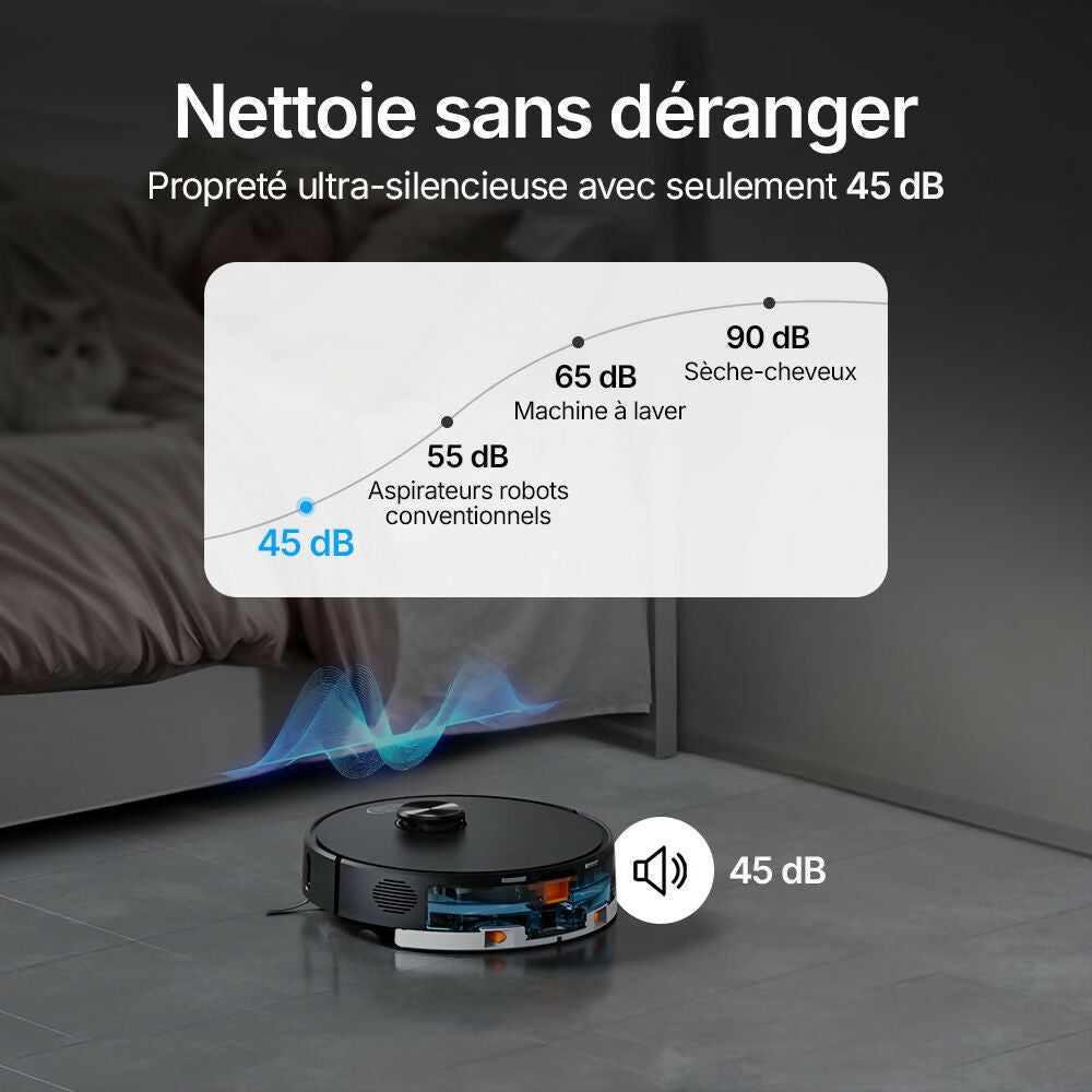 Robot aspirateur V8 Pro – Nettoyage automatique avec fonction serpillère, navigation intelligente et contrôle via application pour une propreté sans effort